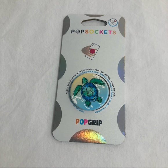 Pop sockets  pop grip turtle graphic for cellphone blue. - Picture 1 of 2